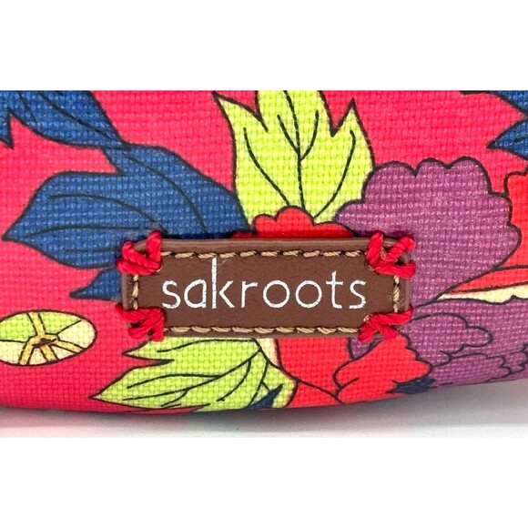 Sakroots Crossbody‎ Saddle Bag Purse Red Multi Color Floral Magnetic Clasp Fold - Picture 3 of 16